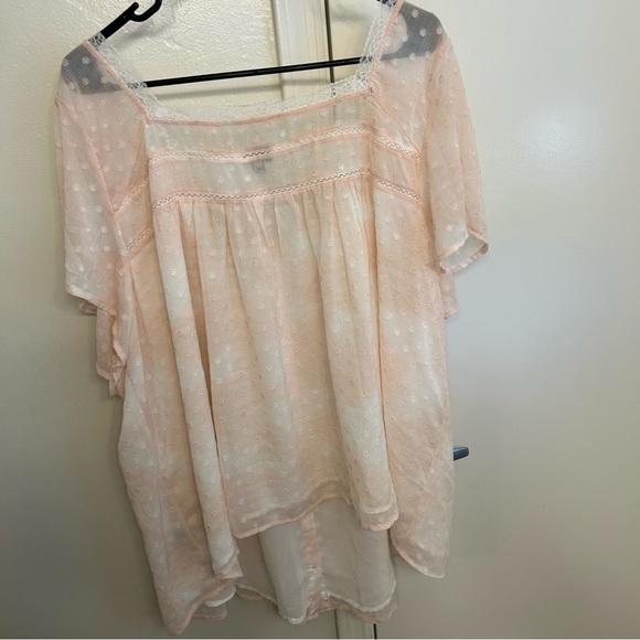 NWT Torrid 4x Pink Tie Dye Clip Dot Chiffon Blouse Sleeveless Ruffle Button Top - Picture 9 of 11